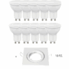 Set 10 Lampadine LED GU10 10W + 10 Porta Faretti GU10 Bianchi – 4000K Luce Fredda | 1100 Lumen
