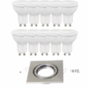 Set 10 Lampadine LED GU10 10W + 10 Porta Faretti GU10 Nichel – 6000K Luce Fredda | 1100 Lumen