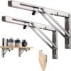 Staffe Pieghevoli per Mensole Pesanti 400mm – Set 2 Pezzi in Acciaio Inossidabile, Carico Max 150 kg – Reggimensola a Scomparsa per Cucina