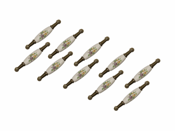 Set 10 Maniglie in Porcellana con Motivo Floreale – Eleganza e Stile Vintage (Codice Articolo 3M)