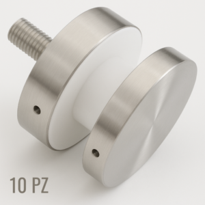 10x Fissaggio a Punto diametro 52 mm per Vetri 12-21,5 mm – Testa Piana Satinata