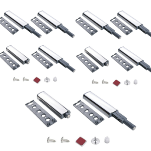 10x Push Pull per Ante Robuste - Chiusura Magnetica a Pressione per Mobili in Alluminio – Pistone a Molla, Sistema di Apertura Facile e Silenzioso – Perfetto per Armadi e Cassetti