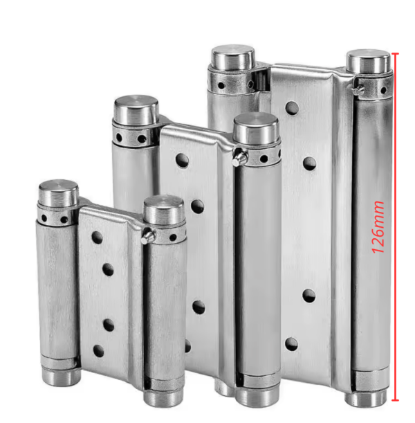 Set 2 Cerniere a Doppia Azione in Acciaio Inox 126mm – Molla di Ritorno Automatica per Porte a Battente | Fino a 25kg – Ideale per Banconi Bar e Caffetterie