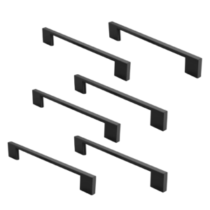 Set 6 Maniglie Moderne per Mobili e Cassetti – Interasse 128mm - Nero Opaco con Viti Incluse | Design Elegante per Armadietti e Cucine