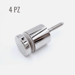4Pz. Fissaggio a Punto diametro 35 mm per Vetri 12-21,5 mm – Testa Piana Satinata