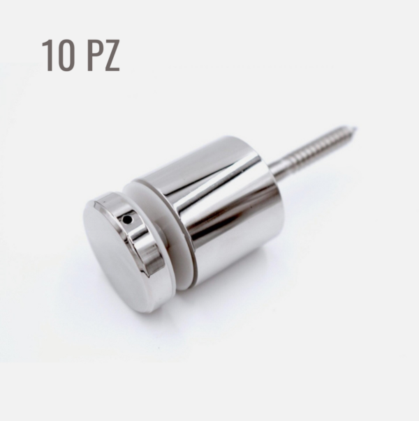 10Pz. Fissaggio a Punto diametro 35 mm per Vetri 12-21,5 mm – Testa Piana Satinat