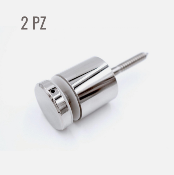 2Pz. Fissaggio a Punto diametro 35 mm per Vetri 12-21,5 mm – Testa Piana Satinata
