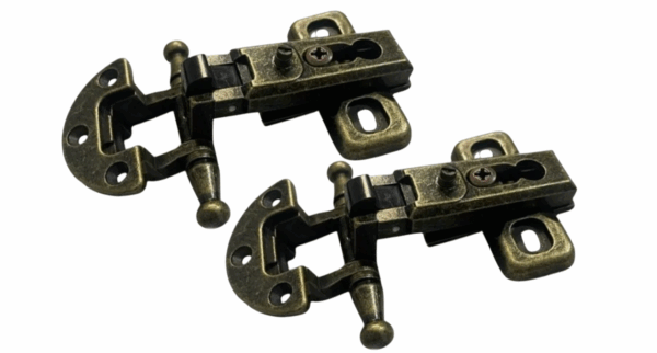 Set 2 Cerniere per Mobili Antichi Stile Arte Povera CP54 – Cerniera Anticata per Ante in Battuta – Scodellino Diametro 27 mm, Collo 00, Pistone 6,5 cm