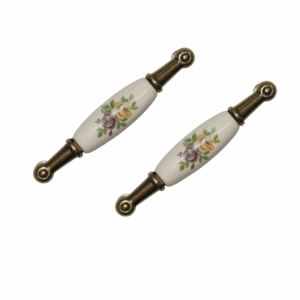 2 Set Maniglie in Porcellana con Motivo Floreale – Eleganza e Stile Vintage (Codice Articolo 3M)