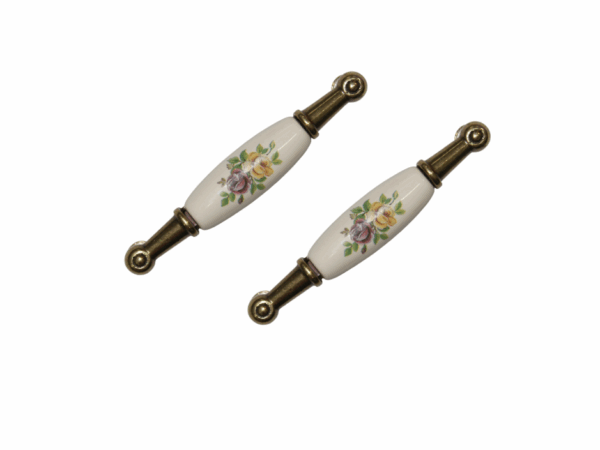 2 Set Maniglie in Porcellana con Motivo Floreale – Eleganza e Stile Vintage (Codice Articolo 3M)