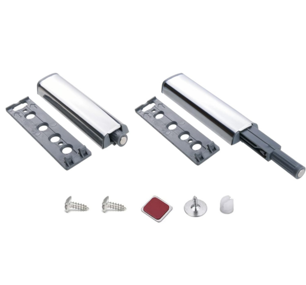 2x Push Pull per Ante Robuste - Chiusura Magnetica a Pressione per Mobili in Alluminio – Pistone a Molla, Sistema di Apertura Facile e Silenzioso – Perfetto per Armadi e Cassetti
