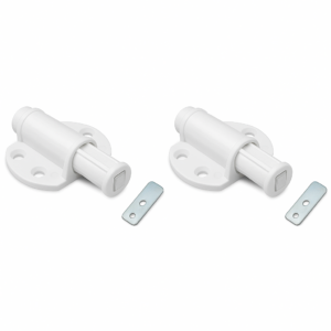 Chiusure Magnetiche a Scatto per Mobili – Set da 2 Pz per Porte, Armadi e Cassetti – Cerniera Magnetica con Rondella Metallica Adesiva – Facile da Installare, Colore Bianco