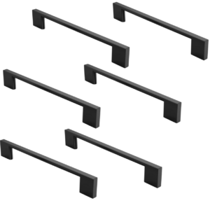Set 6 Maniglie Moderne per Mobili e Cassetti – Interasse 320mm - Nero Opaco con Viti Incluse | Design Elegante per Armadietti e Cucine