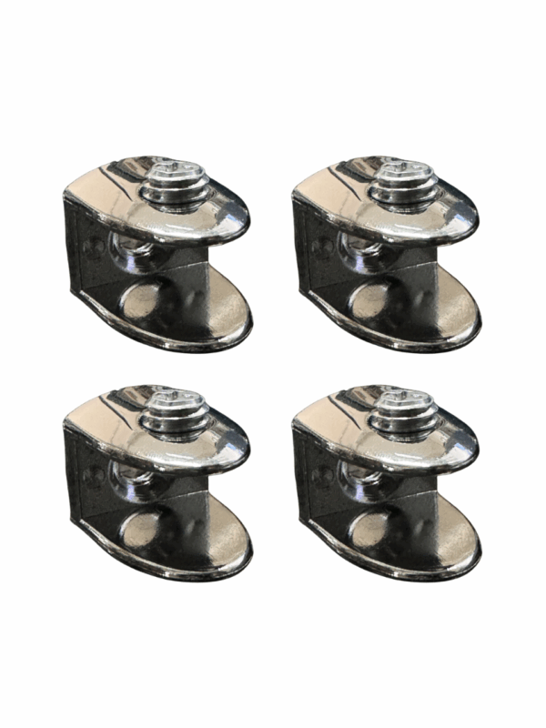 Set 4 Morsetti Cromo per Vetro in Lega di Zinco – Supporto Regolabile per Vetro 6-8 mm