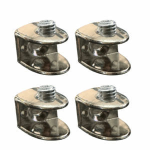 Set 4 Morsetti Nichel per Vetro in Lega di Zinco – Supporto Regolabile per Vetro 6-8 mm