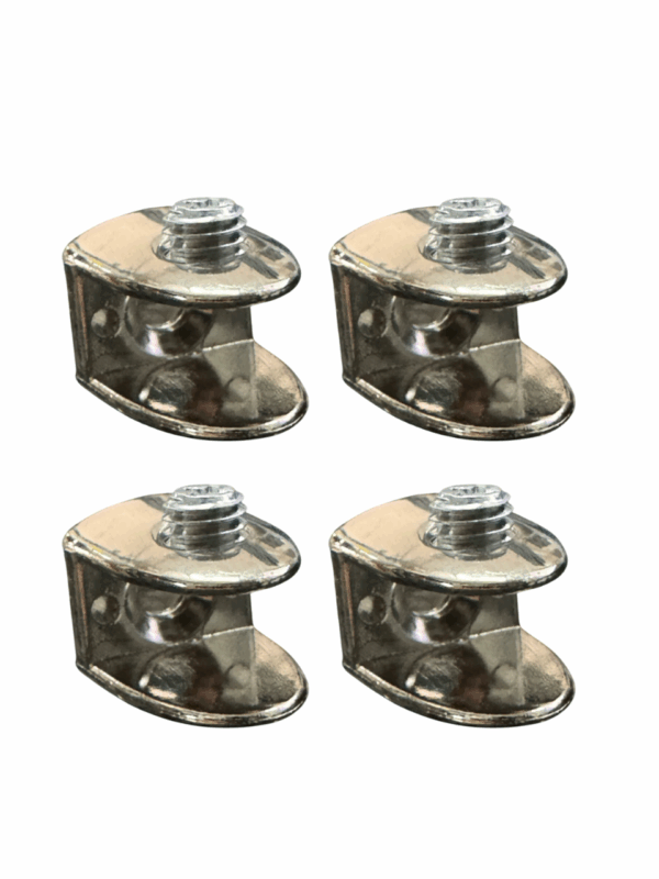 Set 4 Morsetti Nichel per Vetro in Lega di Zinco – Supporto Regolabile per Vetro 6-8 mm