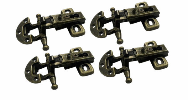 Set 4 Cerniere per Mobili Antichi Stile Arte Povera CP54 – Cerniera Anticata per Ante in Battuta – Scodellino Diametro 27 mm, Collo 00, Pistone 6,5 cm