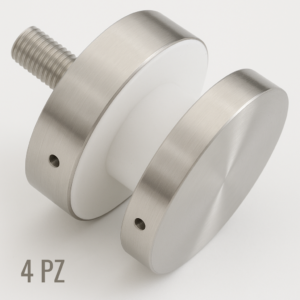 4x Fissaggio a Punto diametro 52 mm per Vetri 12-21,5 mm – Testa Piana Satinata