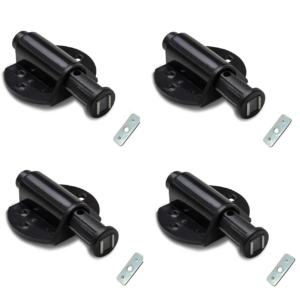 Chiusure Magnetiche a Scatto per Mobili – Set da 4 Pz per Porte, Armadi e Cassetti – Cerniera Magnetica con Rondella Metallica Adesiva – Facile da Installare, Colore Nero