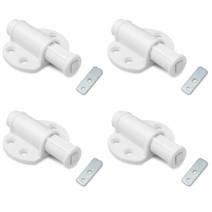 Chiusure Magnetiche a Scatto per Mobili – Set da 4 Pz per Porte, Armadi e Cassetti – Cerniera Magnetica con Rondella Metallica Adesiva – Facile da Installare, Colore Bianco
