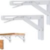 Set di 2 Staffe Pieghevoli per Mensole a Muro - 300 mm -  Acciaio Verniciato Bianco