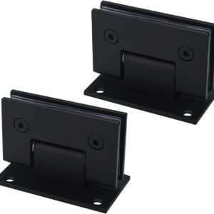 Set 2 Cerniere Nero Opaco per Porta Doccia in Vetro – Angolo 90° in Acciaio Inox Opaco con Accessori | Cardini per Box Doccia e Bagno