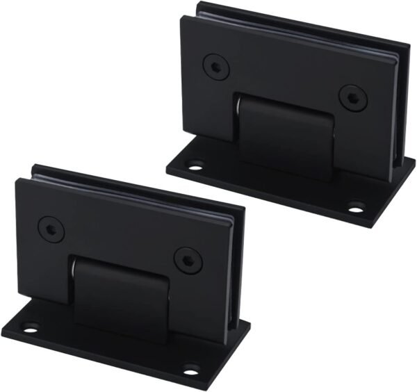 Set 2 Cerniere Nero Opaco per Porta Doccia in Vetro – Angolo 90° in Acciaio Inox Opaco con Accessori | Cardini per Box Doccia e Bagno