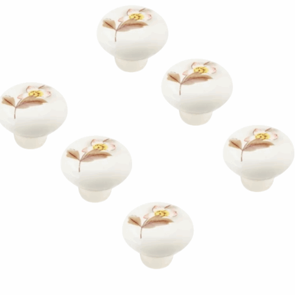 Set 6 Pomelli in Ceramica Dipinti a Mano – Motivo Floreale Vintage