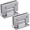 Set 2 Cerniere Cromo Satinato per Porta Doccia in Vetro – Angolo 90° in Acciaio Inox Opaco con Accessori | Cardini per Box Doccia e Bagno