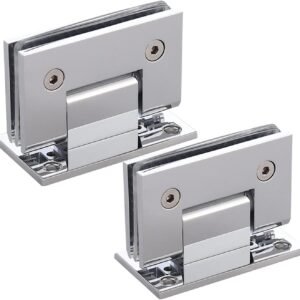 Set 2 Cerniere Cromo Satinato per Porta Doccia in Vetro – Angolo 90° in Acciaio Inox Opaco con Accessori | Cardini per Box Doccia e Bagno