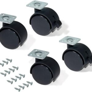 Set 4 Rotelle Pivotanti Nere per Mobili | Diverse Misure | Con/Senza Freno | Con Piastra e Cuscinetto a Sfere | inferramenta (2 Con Freno + 2 Senza, Diametro 50mm)