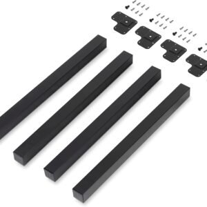 Kit Gambe Quadrate Regolabili per Tavolo Ø60x710 mm – Cromo - Set di 4 Piedi in Acciaio – Altezza Regolabile 710–730 mm - Nero