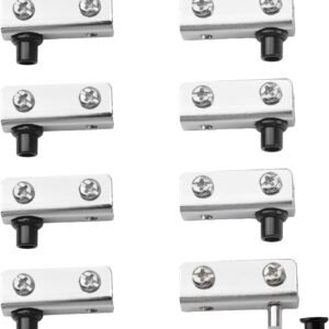 Set 8 Cerniere a Perno per Vetro – Regolabili in Ferro per Ante in Vetro Senza Cornice (3-6 mm) | Kit di Ricambio per Armadietti e Vetrinette