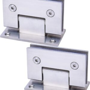 Set 2 Cerniere Cromo Lucido per Porta Doccia in Vetro – Angolo 90° in Acciaio Inox Opaco con Accessori | Cardini per Box Doccia e Bagno