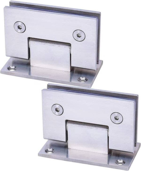 Set 2 Cerniere Cromo Lucido per Porta Doccia in Vetro – Angolo 90° in Acciaio Inox Opaco con Accessori | Cardini per Box Doccia e Bagno