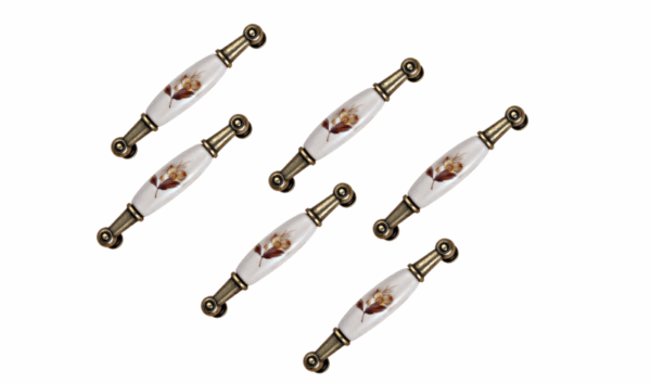Set 6 Maniglie in Porcellana con Motivo Floreale – Eleganza e Stile Vintage (Codice Articolo 1M)