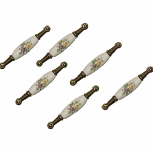 Set 6 Maniglie in Porcellana con Motivo Floreale – Eleganza e Stile Vintage (Codice Articolo 3M)