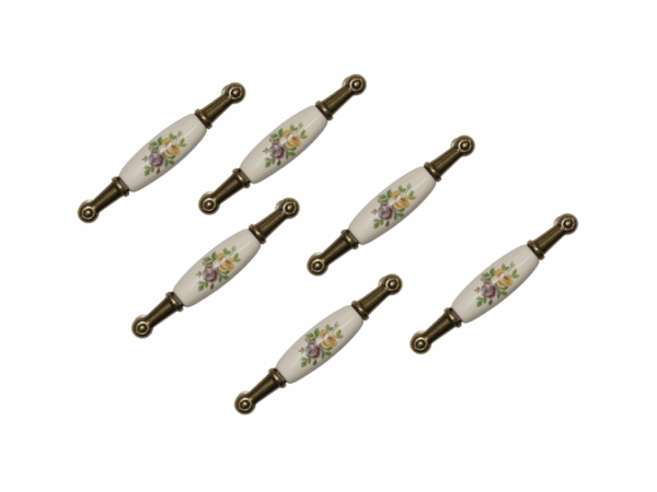 Set 6 Maniglie in Porcellana con Motivo Floreale – Eleganza e Stile Vintage (Codice Articolo 3M)