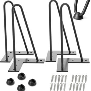 Gambe per Mobili in Ferro Nero – Set da 4 Piedini con Viti e Protezioni, (30 cm, 12 Pollici) – Ideali per Divani, Tavoli, Armadi, Comodini (Copia)