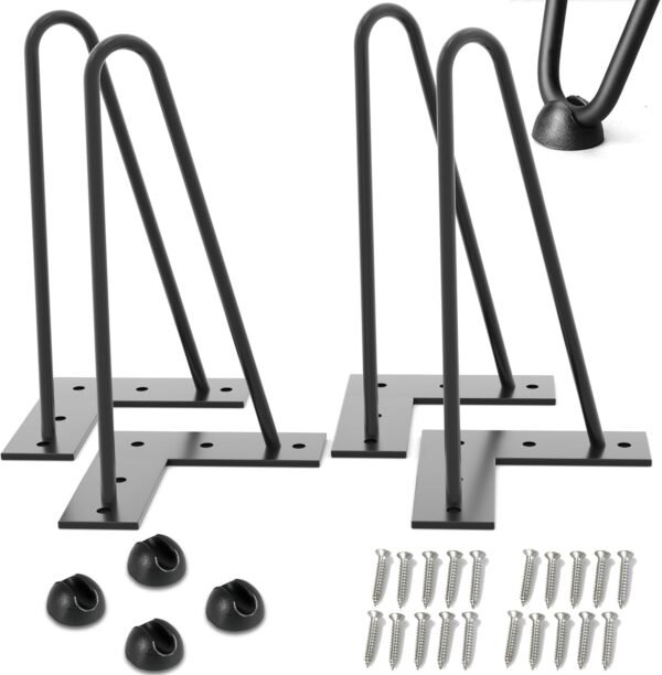 Gambe per Mobili in Ferro Nero – Set da 4 Piedini con Viti e Protezioni, (30 cm, 12 Pollici) – Ideali per Divani, Tavoli, Armadi, Comodini (Copia)