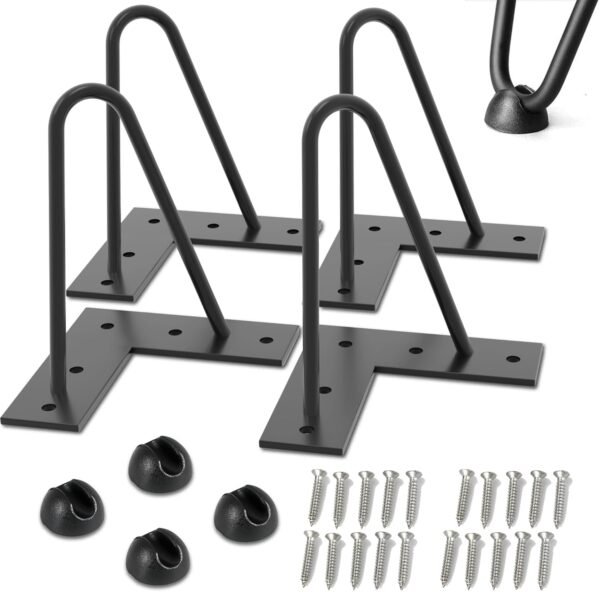 Gambe per Mobili in Ferro Nero – Set da 4 Piedini con Viti e Protezioni, (15 cm, 6 Pollici) – Ideali per Divani, Tavoli, Armadi, Comodini