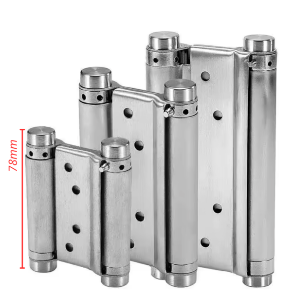 Set 2 Cerniere a Doppia Azione in Acciaio Inox 78mm – Molla di Ritorno Automatica per Porte a Battente | Fino a 10kg – Ideale per Banconi Bar e Caffetterie
