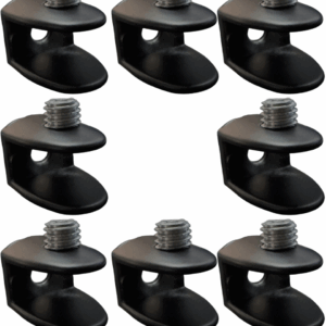Set 8 Morsetti Nero per Vetro in Lega di Zinco – Supporto Regolabile per Vetro 6-8 mm