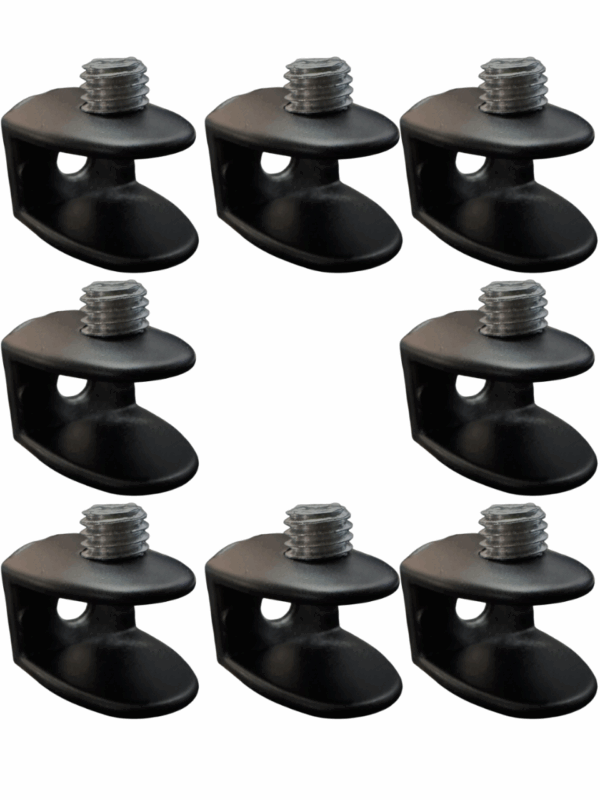 Set 8 Morsetti Nero per Vetro in Lega di Zinco – Supporto Regolabile per Vetro 6-8 mm