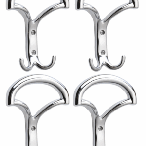 Appendiabiti da Parete - Set 4 Ganci AP22 CROMO LUCIDO in Zama per Ingresso, Bagno e Ufficio
