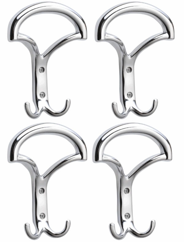 Appendiabiti da Parete - Set 4 Ganci AP22 CROMO LUCIDO in Zama per Ingresso, Bagno e Ufficio