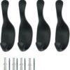 Appendiabiti da Parete - Set 4 Ganci AP64 NERO in Zama per Ingresso, Bagno e Ufficio