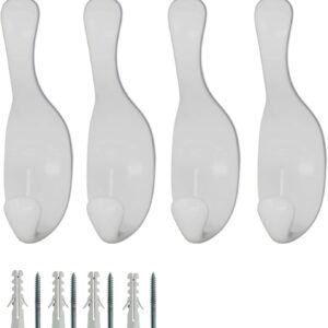 Appendiabiti da Parete - Set 4 Ganci AP65 BIANCO in Zama per Ingresso, Bagno e Ufficio