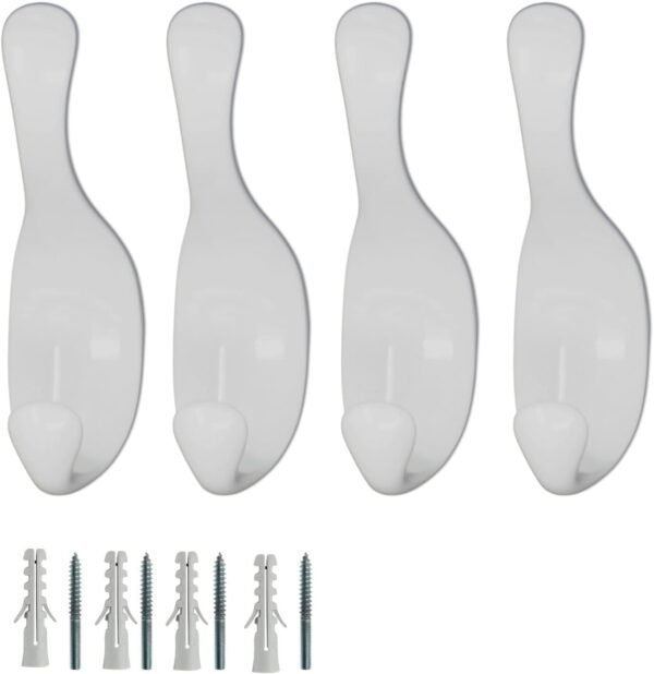 Appendiabiti da Parete - Set 4 Ganci AP65 BIANCO in Zama per Ingresso, Bagno e Ufficio
