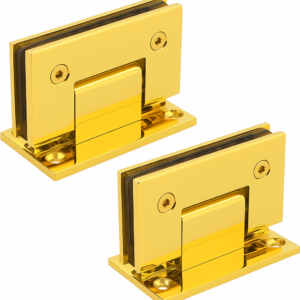 Set 2 Cerniere Oro Lucido per Porta Doccia in Vetro – Angolo 90° in Acciaio Inox Opaco con Accessori | Cardini per Box Doccia e Bagno